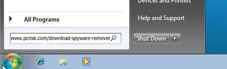 download remover using run dialog windows 7